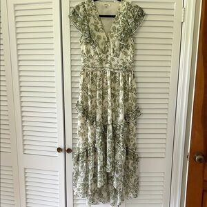 Max Studio Green and White High Low Sundress